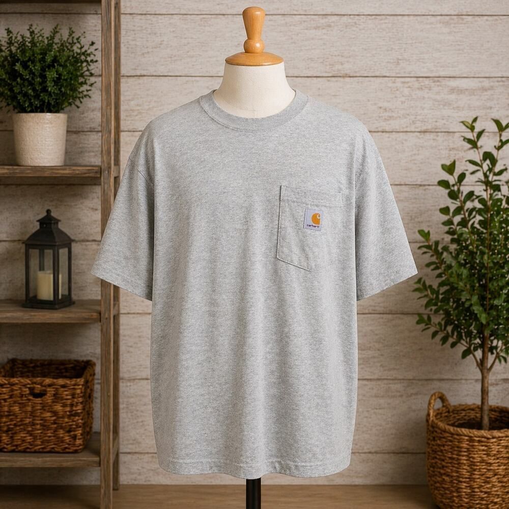 Carhartt Pocket T-Shirt Men’s Medium Gray Original Fit Workwear Logo Tee M